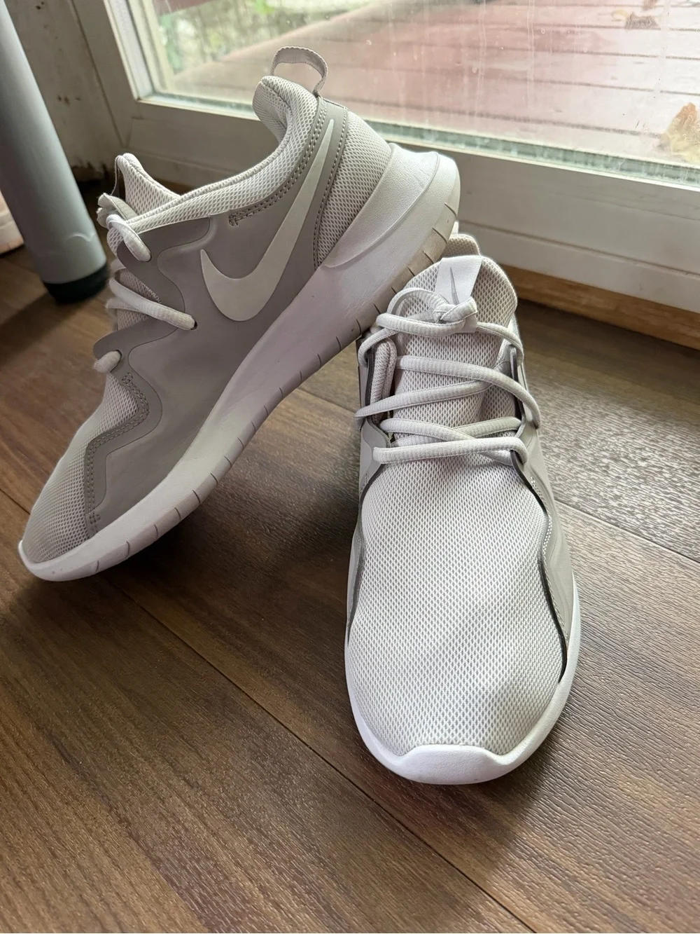 Nike Women’s White and Light Gray Mesh Athletic Sneakers
